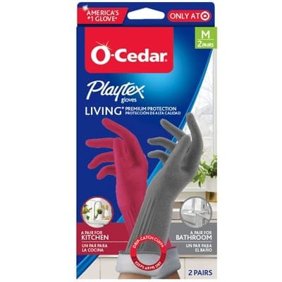 O-Cedar Living medium cleaning gloves, two-pair pack