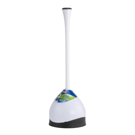 Clorox toilet plunger and white hideaway caddy