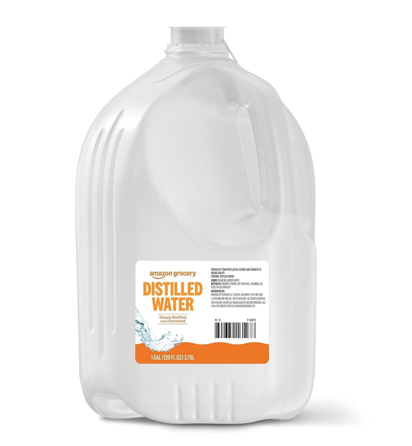 Amazon Grocery distilled water, one-gallon jug