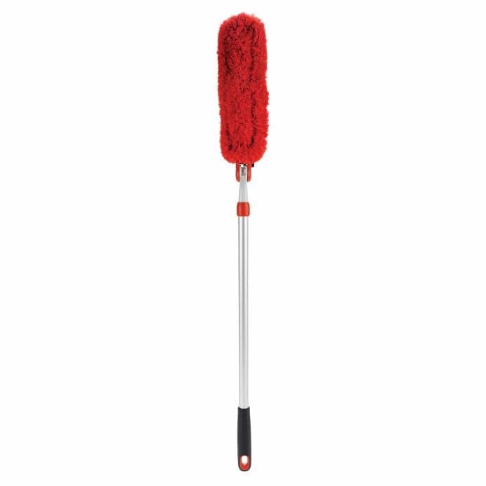 OXO Microfiber Extendable Duster with red washable head
