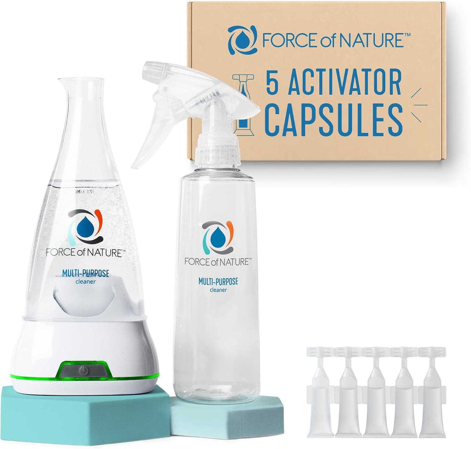 Force of Nature starter kit with appliance, spray bottle, and five capsules