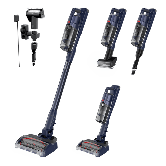 Bissell PowerClean DualBrush 4196K shown in stick and handheld configurations with its wall mount